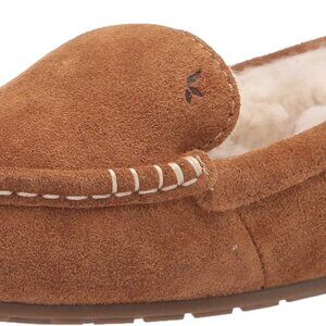 Women's Suede Slippers Ankle-high Wool Faux Fur Lining Rubber Sole Size 9 Chestn